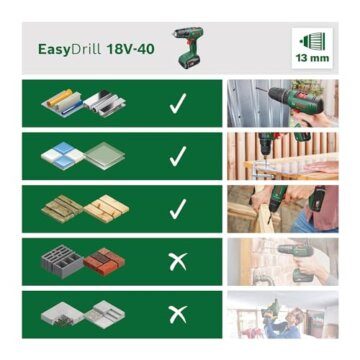 Bosch Home and Garden Akkuschrauber EasyDrill 18V-40 (ohne Akku, 18 Volt System, im Karton) - 3
