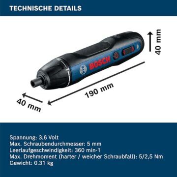 Bosch Professional Akkuschrauber Bosch GO (inkl. 25-tlg. Bit-Set, USB-Ladekabel, Ohne Ladekabeladapter, L-BOXX Mini) - Amazon Exclusive Set - 4