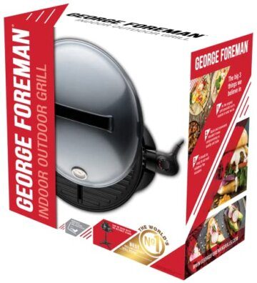 George Foreman Grill 2in1 Elektrogrill [Testsieger]: Standgrill & Tischgrill (Innen- & Außennutzung, Balkon & Küche, Ø44,5cm, Temperaturanzeige, Fettauffangschale, 2400W) Kugelgrill 22460-56, Schwarz - 11