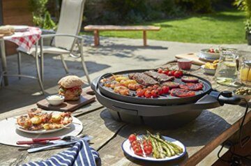George Foreman Grill 2in1 Elektrogrill [Testsieger]: Standgrill & Tischgrill (Innen- & Außennutzung, Balkon & Küche, Ø44,5cm, Temperaturanzeige, Fettauffangschale, 2400W) Kugelgrill 22460-56, Schwarz - 6