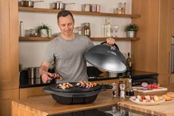 George Foreman Grill 2in1 Elektrogrill [Testsieger]: Standgrill & Tischgrill (Innen- & Außennutzung, Balkon & Küche, Ø44,5cm, Temperaturanzeige, Fettauffangschale, 2400W) Kugelgrill 22460-56, Schwarz - 8
