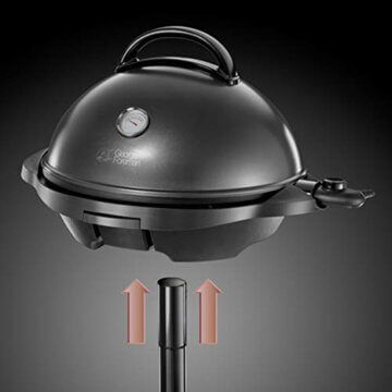 George Foreman Grill 2in1 Elektrogrill [Testsieger]: Standgrill & Tischgrill (Innen- & Außennutzung, Balkon & Küche, Ø44,5cm, Temperaturanzeige, Fettauffangschale, 2400W) Kugelgrill 22460-56, Schwarz - 9