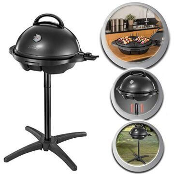George Foreman Grill 2in1 Elektrogrill [Testsieger]: Standgrill & Tischgrill (Innen- & Außennutzung, Balkon & Küche, Ø44,5cm, Temperaturanzeige, Fettauffangschale, 2400W) Kugelgrill 22460-56, Schwarz - 10
