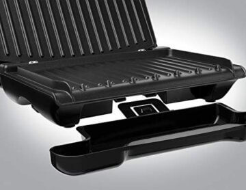 George Foreman Kontaktgrill & Panini- / Sandwichgrill [Größe 24x17cm - für 3 Portionen] Compact Steel Rot (für Fleisch, Fisch und Gemüse, Panini und Sandwichmaker, Reduziert bis zu 42 % Fett)25030-56 - 4