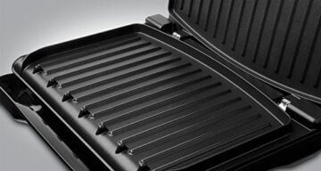 George Foreman Kontaktgrill & Panini- / Sandwichgrill [Größe 24x17cm - für 3 Portionen] Compact Steel Rot (für Fleisch, Fisch und Gemüse, Panini und Sandwichmaker, Reduziert bis zu 42 % Fett)25030-56 - 5