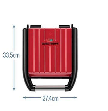 George Foreman Kontaktgrill & Panini- / Sandwichgrill [Größe 24x17cm - für 3 Portionen] Compact Steel Rot (für Fleisch, Fisch und Gemüse, Panini und Sandwichmaker, Reduziert bis zu 42 % Fett)25030-56 - 7