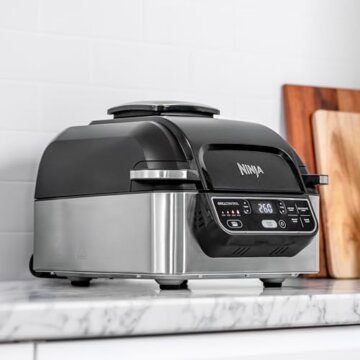 Ninja Foodi Grill & Airfryer, 5,7L Heißluftfritteuse, Air Fryer, spülmaschinenfeste Teile, 5-in-1, Schwarz/Silber AG301EU - 5