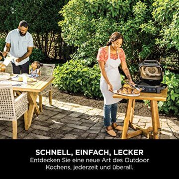 Ninja Woodfire Elektrogrill, Camping-Grill mit Smoker-& Heißluftfritteuse, 7-in-1-Outdoor Grill, räuchern, braten, backen, wetterfest, antihaftbeschichtet, tragbar, Grau/Schwarz OG701EU - 12