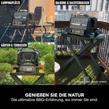 Ninja Woodfire Elektrogrill, Camping-Grill mit Smoker-& Heißluftfritteuse, 7-in-1-Outdoor Grill, räuchern, braten, backen, wetterfest, antihaftbeschichtet, tragbar, Grau/Schwarz OG701EU - 13