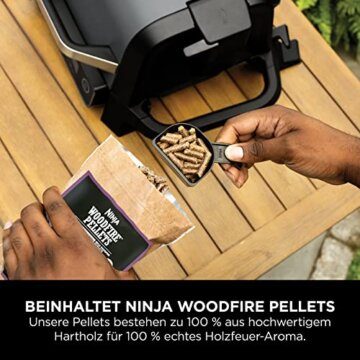 Ninja Woodfire Elektrogrill, Camping-Grill mit Smoker-& Heißluftfritteuse, 7-in-1-Outdoor Grill, räuchern, braten, backen, wetterfest, antihaftbeschichtet, tragbar, Grau/Schwarz OG701EU - 10