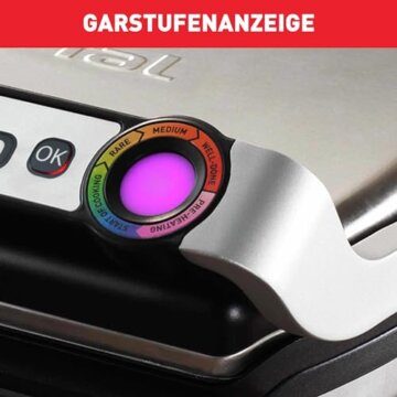 Tefal OptiGrill+ XL Kontaktgrill, 9 Programme, Garstufenanzeige, Abnehmbare XL-Platten, Manueller Modus, Elektrogrill, Edelstahl, GC722D16 - 4
