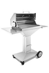 THÜROS T4 BBQ Station fahrbar Plattenfuß Edelstahl Holzkohle Gartengrill Grau - 1