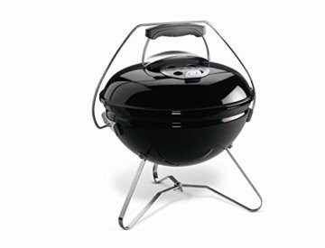 Weber Smokey Joe Premium Holzkohlegrill, Ø 37cm Grillfläche, portabeler BBQ Grill mit praktischem Tragebügel, porzellanemaillierten Deckel & Kessel - Schwarz (1121004) - 1