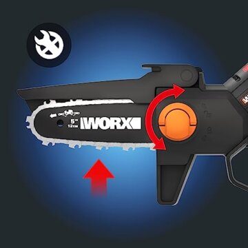 WORX WG325E.9 NITRO Profi Mini Akku-Kettensäge 20V - Einhand Ast-Säge - leistungsstarker Brushless Motor - 12cm Schwertlänge - leicht & kompakt - automatische Kettenschmierung - ohne Akku & Ladegerät - 5