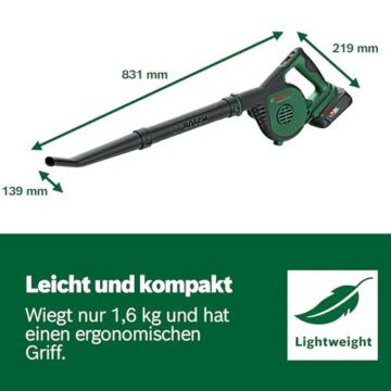Bosch Akku-Laubbläser UniversalLeafBlower 18V-130 (Für schnelles und einfaches Säubern im Außenbereich; 18 Volt System; 1x 2,5-Ah-Akku und Ladegerät) - 6
