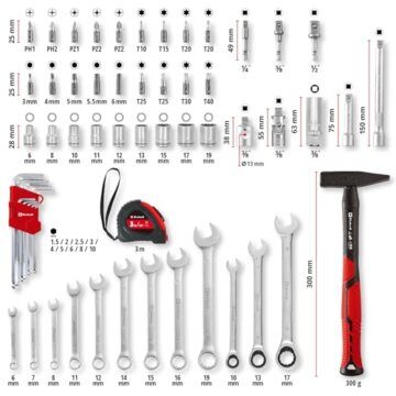 Original Einhell E-CASE 80-tlg. Werkzeugkoffer (Werkzeug-Set im robusten, stapelbaren Kunststoffkoffer als ideale Grundausstattung für den Haushalt, die Werkstatt oder unterwegs) - 13
