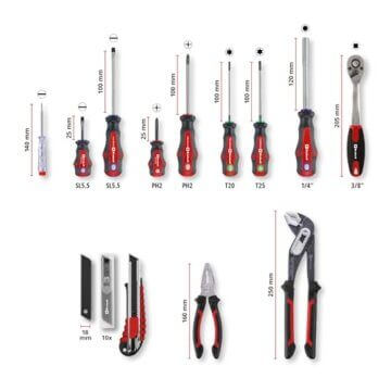 Original Einhell E-CASE 80-tlg. Werkzeugkoffer (Werkzeug-Set im robusten, stapelbaren Kunststoffkoffer als ideale Grundausstattung für den Haushalt, die Werkstatt oder unterwegs) - 14