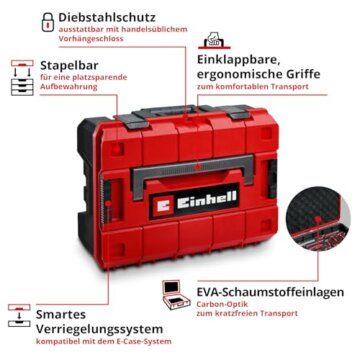 Original Einhell E-CASE 80-tlg. Werkzeugkoffer (Werkzeug-Set im robusten, stapelbaren Kunststoffkoffer als ideale Grundausstattung für den Haushalt, die Werkstatt oder unterwegs) - 4