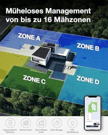 ECOVACS GOAT G1-2000 Mähroboter mit Robuster Garage & Auto-Verbindung-Modul, Ohne Begrenzungskabel für Gärten bis zu 2,000㎡ (AIVI 3D Hindernisvermeidung, logisches Mähen, 16-Zonen-Management) - 6