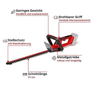 Einhell Akku-Heckenschere GC-CH 18/50 Li Solo Power X-Change (Li-Ion, 18V, Metallgetriebe, Alu-Messerabdeckung, inkl. Köcher, ohne Akku und ohne Ladegerät) - 3