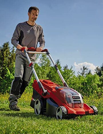 Einhell Akku-Rasenmäher GP-CM 36/450 Kit Power X-Change (36 V, 38 cm Schnittbreite, 450 m², Brushless, Mulchfunktion, 45 L Fangsack, inkl. 2 x 4,0 Ah Akkus + Twincharger) - 4