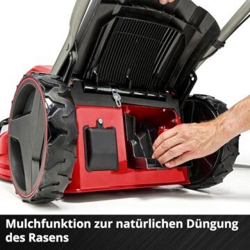 Einhell Akku-Rasenmäher GP-CM 36/52 S Li BL Kit Power X-Change (36 V, 52 cm Schnittbreite, bis 1200 m², Brushless, 65 L Fangkorb, Radantrieb, inkl. 4x 5,2 Ah + 2x Twincharger) - 8