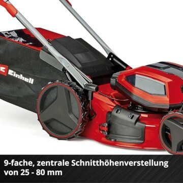 Einhell Akku-Rasenmäher GP-CM 36/52 S Li BL Kit Power X-Change (36 V, 52 cm Schnittbreite, bis 1200 m², Brushless, 65 L Fangkorb, Radantrieb, inkl. 4x 5,2 Ah + 2x Twincharger) - 10