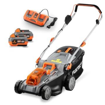 FUXTEC Akku Rasenmäher 40V (2x20V) E2RM43- Schnittbreite 43cm, Variable Schnitthöhe, Elektrorasenmäher, Kabellos (Li-Ion Akku & Ladegerät inklusive) - 1