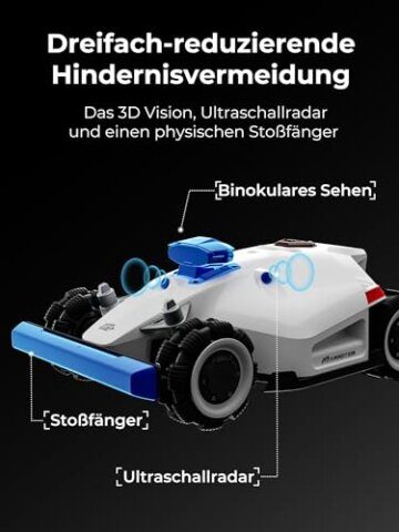 Mammotion LUBA 2 AWD 3000 Rasenmäher Roboter (2024 Version), Mähroboter ohne Begrenzungskabel für Rasenflächen bis 3000 m², 3D Vision+RTK Fusion-Mapping, 80% Steigung, Schnitthöhe 25-70mm - 6