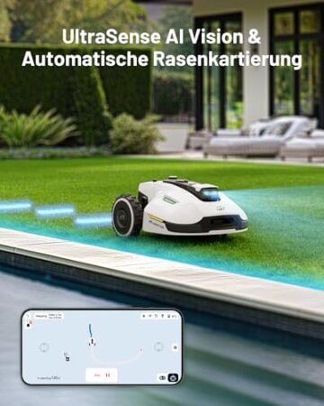 MAMMOTION YUKA 1000 Mähroboter, kabelloses UltraSense AI Vision-bis 1000 m² 45% Steigung, automatische Kartierung, Schnitthöhe 20-90mm, Schnittbreite 320mm - 2