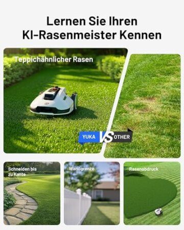 MAMMOTION YUKA 1000 Mähroboter, kabelloses UltraSense AI Vision-bis 1000 m² 45% Steigung, automatische Kartierung, Schnitthöhe 20-90mm, Schnittbreite 320mm - 5