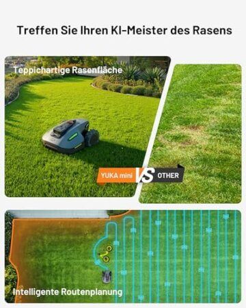 MAMMOTION YUKA Mini 500 Mähroboter, bis zu 500 m², UltraSense AI Vision und RTK, 45% Steigung, Automatische Kartierung, Kabellose Installation, Multizonenmanagement, Schnitthöhe 20-60mm - 5