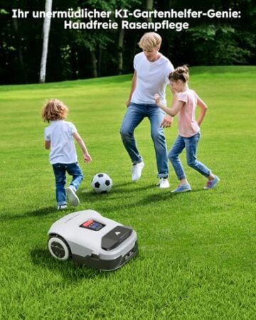 ANTHBOT KI Drahtloser Mähroboter ohne Begrenzungskabel Max. 900m², Full Frequenzband RTK+4-Kamera-Vision Rasenmäher Roboter ohne Kabel, Mehrzonen-Management, Hindernisvermeidung Rasenroboter -Genie600 - 2