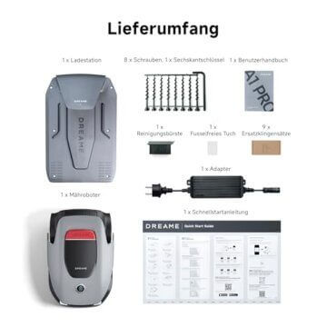 DREAME Intelligenter Mähroboter A1 Pro, Drahtloser Umfang Mähroboter, 2000m², App-Steuerung, OmniSense™ Technologie, Intuitive Zonenverwaltung, Intelligente Hindernisvermeidung, Offroad-Reifen - 8