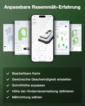 ECOVACS Goat A1600 RTK Mähroboter ohne Begrenzungskabel, 1600m², 330 mm Schnittbreite, LiDAR-unterstützte RTK+Vision Navigation, Rasenmäher Roboter, 100W Schnittleistung, 50% Steigungen - 8