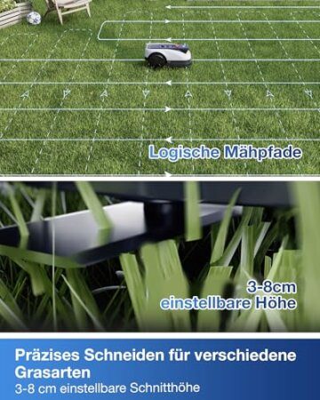 ECOVACS Goat O800 RTK Mähroboter ohne Begrenzungskabel, 800m², LiDAR-gestützte RTK+Vision Navigation, Rasenmäher Roboter, Auto-Kartierung, passiert 0,7m Engstellen, präzises Kantenmähen - 7