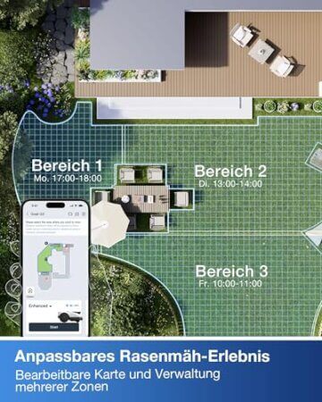 ECOVACS Goat O800 RTK Mähroboter ohne Begrenzungskabel, 800m², LiDAR-gestützte RTK+Vision Navigation, Rasenmäher Roboter, Auto-Kartierung, passiert 0,7m Engstellen, präzises Kantenmähen - 8