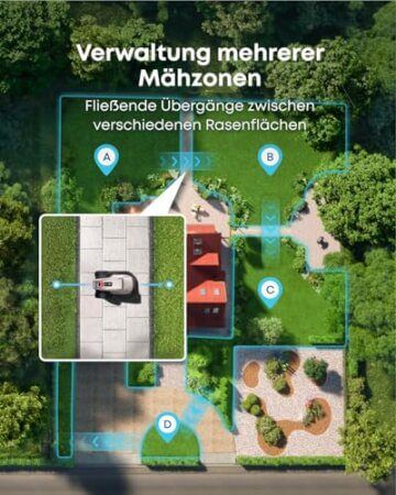 eufy E15 Mähroboter ohne Begrenzungskabel, Keine Signalausfälle, Kein RTK, TrueVision Technologie, Smart-Navigation, Garten bis 800m², Präzisionsrandschnitt, Hindernisvermeidung, App-Steuerung - 5