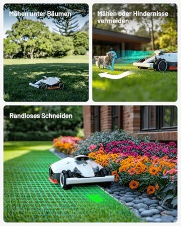 MAMMOTION LUBA 2 AWD 5000X Mähroboter ohne Begrenzungskabel, NetRTK+Vision, Keine RTK-Antenne erforderlich, Auto-Kartierung, Empf. 5000m², Max. 6600m², mit 4G-Modul, 80% Steigung - 6