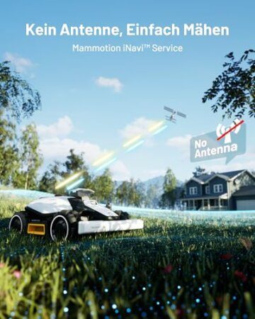 MAMMOTION LUBA Mini AWD 1500 Mähroboter ohne Begrezungskabel, NetRTK+Vision, Keine RTK-Antenne erforderlich, Auto-Kartierung, Empf. 1500m², Max. 1800m², mit 4G-Modul, 80% Steigung - 2
