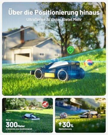 MAMMOTION LUBA Mini AWD 1500 Mähroboter ohne Begrezungskabel, NetRTK+Vision, Keine RTK-Antenne erforderlich, Auto-Kartierung, Empf. 1500m², Max. 1800m², mit 4G-Modul, 80% Steigung - 4