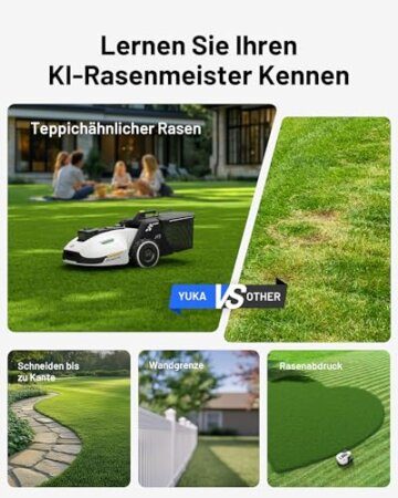 MAMMOTION YUKA 2000 Mähroboter mit Kehrmaschine, NetRTK+Vision, Keine RTK-Antenne erforderlich, Auto-Kartierung, Empf. 2000m², Max. 2800m², mit 4G-Modul, 80% Steigung - 6