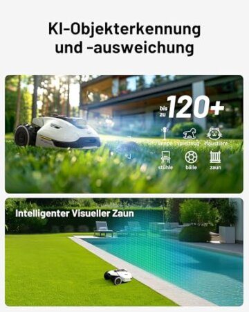 MAMMOTION YUKA 2000 Mähroboter mit Kehrmaschine, NetRTK+Vision, Keine RTK-Antenne erforderlich, Auto-Kartierung, Empf. 2000m², Max. 2800m², mit 4G-Modul, 80% Steigung - 7