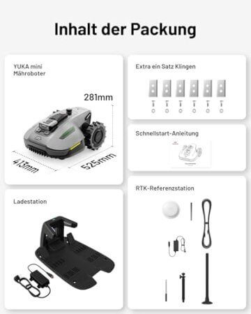 MAMMOTION YUKA Mini 700 Mähroboter ohne Begrenzungskabel, NetRTK+Vision, Keine RTK-Antenne erforderlich, Auto-Kartierung, Empf. 700m², Max. 1100m², mit 4G-Modul, 50% Steigung - 9
