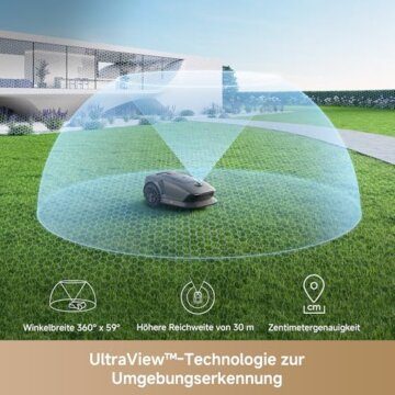 MOVA 1000, Dreame Mähroboter 3D-LiDAR kabellose Einrichtung & genaue Kartierung bis 1.000 m², Smarte Hindernisvermeidung, App-Steuerung, Verbesserte Geländeräder, U-förmiges Schneiden, Schnelles Laden - 4