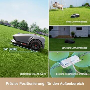 MOVA 1000, Dreame Mähroboter 3D-LiDAR kabellose Einrichtung & genaue Kartierung bis 1.000 m², Smarte Hindernisvermeidung, App-Steuerung, Verbesserte Geländeräder, U-förmiges Schneiden, Schnelles Laden - 5