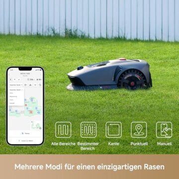 MOVA 1000, Dreame Mähroboter 3D-LiDAR kabellose Einrichtung & genaue Kartierung bis 1.000 m², Smarte Hindernisvermeidung, App-Steuerung, Verbesserte Geländeräder, U-förmiges Schneiden, Schnelles Laden - 8