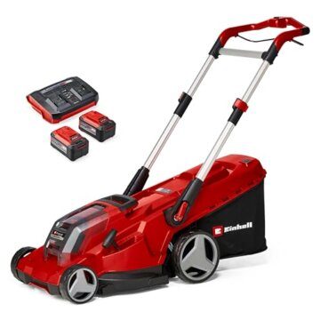 Einhell Akku-Rasenmäher RASARRO 36/42 Kit Power X-Change (36V, 42 cm Schnittbreite, bis 725 m², Brushless, 50L Fangkorb, Mulchfunktion, inkl. 2x 5,2Ah + 1x Twincharger) - 1