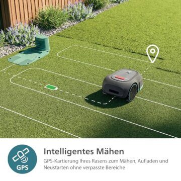 Philips Rasenmähroboter 3000 Serie - Cross-Mowing, GPS-Kartierung, Intelligentes Mähen, schnelleres Mähen, Hangtauglichkeit, Homerun-App, Regensensor-Technologie, Kalkstein Grau (RSL3000/10) - 5