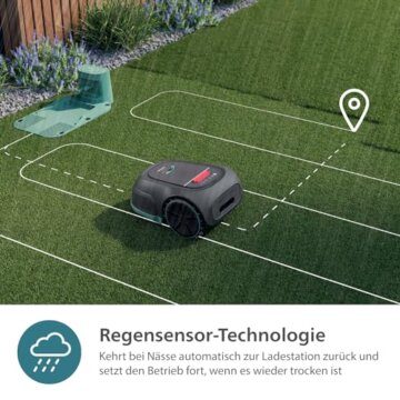 Philips Rasenmähroboter 3000 Serie - Cross-Mowing, GPS-Kartierung, Intelligentes Mähen, schnelleres Mähen, Hangtauglichkeit, Homerun-App, Regensensor-Technologie, Kalkstein Grau (RSL3000/10) - 7